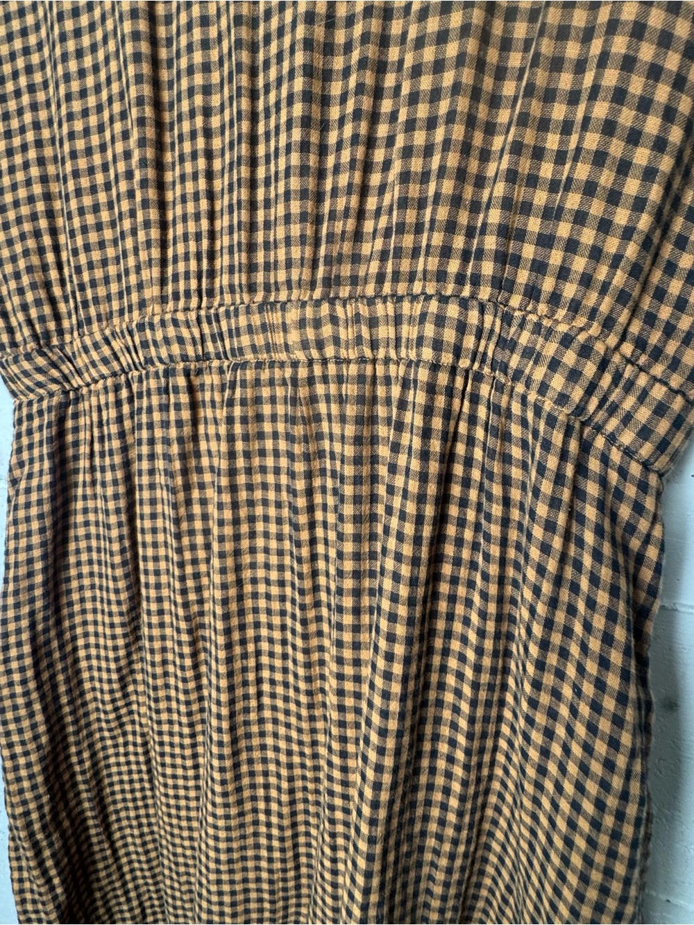 Pact Organic Coastal Double Gauze Short Sleeve Dress Small Harvest Gingham - Picture 9 of 12